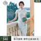 固執(zhí)（OBSTINATE）夏季新款中國(guó)風(fēng)蕾絲短袖旗袍中長(zhǎng)連衣裙42632QP07996 淺綠色 160/80A/S