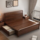 雙葉胡桃木全實(shí)木床簡(jiǎn)約現代老式硬板床主臥家具1米8大床高箱2025新款 胡桃木床+椰棕床墊+2個(gè)床頭柜 1800mm*2000mm側開(kāi)氣壓雙抽結構
