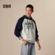 森馬（Semir）史努比系列連帽衛衣男美式復古運動(dòng)風(fēng)情侶上衣撞色插肩袖秋裝 灰藍色調00328 L