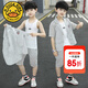 G.DUCKKIDS男童夏裝套裝兒童西裝三件套2022夏季新款小男孩花童禮服寬松休閑 01款西服灰色qkcaiig 150建議身高135-145cm左右12-13歲