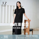 玖姿·安娜蔻【BaseLine】極簡通勤風醋酸廓形連衣裙女2025夏季新款 素黑 L