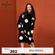 伊芙麗（eifini）蔣欣代言休閑設(shè)計(jì)感寬松波點(diǎn)針織連衣裙春裝新款新年戰(zhàn)袍裙子 黑色 M 165/90CL