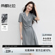 尚都比拉夏季西裝連衣裙女不規(guī)則下擺氣質百褶裙收腰顯瘦中長款職場通勤裙