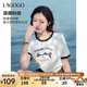 lagogo涼感新疆棉露營剪影印花短袖T恤女拉谷谷2025年夏新款上衣 米黑 M