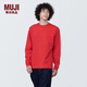 無印良品 MUJI 男式 粗棉線 圓領(lǐng)長袖T恤 打底衫 AB1MJA4S 紅色 L (175/100A)