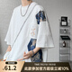QGF 學(xué)院風(fēng)高街小熊短袖T恤男女青少年學(xué)生情侶大碼寬松潮流體恤上衣 白色 XL [建議120-135斤]