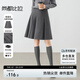 尚都比拉職場(chǎng)通勤a字百褶短裙高級(jí)百搭顯瘦小個(gè)子半身裙女 灰色 M