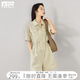 對(duì)白萊賽爾時(shí)尚工裝連衣短褲女2025夏季新款小個(gè)子氣質(zhì)休閑連體褲 燕麥米 L