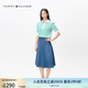 TOMMY HILFIGER25新款春夏女裝純棉休閑通勤半松緊腰A字牛仔半身裙44389 牛仔藍(lán)1A7 36 M
