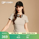 FILA FUSION斐樂潮牌女子針織短袖衫2025秋季新款時(shí)尚休閑緊身T恤 麥粉灰-GY M 165/84A/M