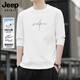 JEEP SPIRIT吉普純棉長(zhǎng)袖t恤秋季寬松上衣青少年時(shí)尚百搭打底衫 白色 L