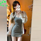 CS.LION小個(gè)子修身收腰打底內搭背心吊帶連衣裙子女2025夏季新款包臀短裙 灰色短裙  L 110-120斤