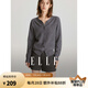 ELLE【100%綿羊毛】簡(jiǎn)約氣質(zhì)毛針織衫女2024春裝新款圓領(lǐng)毛衣開衫 深灰色 L