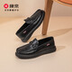 康奈男鞋2025年春秋季新款舒適套腳樂(lè )福鞋商務(wù)休閑輕盈豆豆鞋 黑色 43