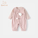 班喜迪嬰兒衣服秋裝嬰幼兒連體衣寶寶超萌可愛外出服背帶褲套裝春秋爬服 粉色 66