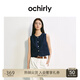 歐時力OCHIRLY 短款西裝馬甲女上衣透氣工裝設(shè)計(jì)感2025夏季新品 深藍(lán) M