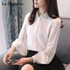 拉夏貝爾（La Chapelle）長袖襯衫女裝2025年秋季小個(gè)子女士襯衣雪紡小衫春秋打底上衣女 白色 L （建議110斤-120斤）