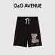 G&G AVENUE法國G&G AVENUE 輕奢潮牌時(shí)尚休閑太陽(yáng)花小熊短褲男女同款五分褲黑色/BlackM