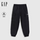 蓋璞Gap男裝秋季款松緊腰防潑水工裝大口袋休閑直筒寬松束腳褲727140 黑色 L (175/84A) 亞洲尺碼
