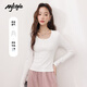 MJ STYLEU領(lǐng)開扣修身長袖T恤女2025年秋季女裝新款修身顯瘦親膚內(nèi)搭打底衫
