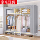 蝸家免安裝折疊衣柜出租房簡(jiǎn)易衣柜宿舍衣服柜雙人布衣柜大號(hào)臥室衣柜 灰色25管【非折疊-長(zhǎng)163cm】