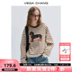 VEGA CHANG衛(wèi)衣女2025年春秋季新款美式復(fù)古撞色條紋印花針織上衣 條紋 M