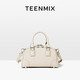 天美意（TEENMIX）女包頭層牛皮保齡球包輕奢手提包通勤斜挎包單肩包520情人節禮物
