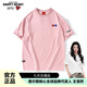 查爾斯桃心【黃霄云同款】短袖T恤男女情侶款雙愛(ài)心刺繡圓領(lǐng)寬松透氣粉色M