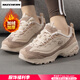 斯凱奇（Skechers）女鞋25春新款老爹鞋低幫休閑鞋復古小白鞋加絨保暖運動鞋 加絨保暖/卷毛熊/杏仁奶咖 37