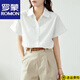 羅蒙（ROMON）純棉粉色短袖襯衫女2025新款夏季白襯衣職業(yè)通勤女裝穿搭寬松上衣 白色 L