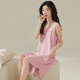 浪莎莫代爾睡裙女夏季薄款2025新款情人節短袖冰絲性感吊帶背心家居服 LS11750淺粉色 L 建議100-120斤