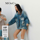 MO&Co.夾克外套夏航海個(gè)性趣味涂鴉倒繭廓形翻領(lǐng)牛仔下擺調節摩安珂 牛仔藍色 M 165