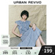 UR2025夏季新款女裝復(fù)古牛仔荷葉邊牛仔連衣裙UWG850114 藍(lán)色 S