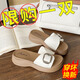 夏季新款流行夏季女士拖鞋外穿拖鞋海邊沙灘女厚底涼拖時(shí)尚鞋拖 2533 翻帶扣 【白色】 38 【偏小一碼】