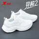 特步（XTEP）女鞋輕便保暖軟底減震跑步鞋2025新款冬季皮面防水休閑運動(dòng)鞋子女 白藍 37