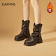 DAPHNE達芙妮加絨厚底馬丁靴子女鞋2026新款春季加厚中筒靴短靴棉鞋棉靴