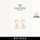 華倫天奴VALENTINO女士 VLOGO SIGNATURE 金屬仿珍珠耳環(huán) 金色/奶油色 均碼