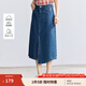茵曼（INMAN）純棉復(fù)古開叉牛仔裙女2025夏季高腰顯瘦百搭繡花A字半身裙子 牛仔藍(lán) M