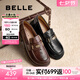 百麗（Belle）七夕禮物元寶樂福鞋女25秋新英倫粗跟小皮鞋單鞋D2S1DCA5預(yù)售 黑色 36 (230mm)