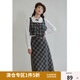 獨(dú)束大碼女裝格紋英倫感時(shí)尚套裝女春季新款微胖mm吊帶半身裙兩件套 背心 2XL (尺碼：4) (尺碼：4)