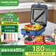 摩飛電器（Morphyrichards）多功能早餐機(jī)電餅鐺雙面加熱家用三明治機(jī)煎烤機(jī)烙餅機(jī)可拆洗上下盤(pán)MR8602 新款便攜早餐機(jī) 藍(lán)色