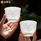 金鑲玉冰種玉瓷茶杯 家用喝泡茶浮雕對杯功夫茶具水杯子送禮盒高檔 富竹