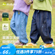 嘟嘟家男童軟牛仔褲秋裝兒童洋氣褲子女童秋季休閑褲寶寶舒適寬松長(zhǎng)褲潮 深藍(lán)色 110
