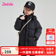 笛莎（DEESHA）童裝女童溫暖連帽羽絨服2024秋冬季新款兒童時(shí)尚三防中長(zhǎng)款羽絨服 黑色 150