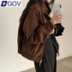 DGOV美拉德穿搭外套女2025春秋設(shè)計(jì)感小眾短款美式飛行員夾克上衣潮 棕色zt S 【70-90斤】