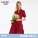 歌莉婭春夏爆款約會(huì)紅色連衣裙女2025氣質(zhì)絕美棉布小紅裙子1C4R4K0ZA 53R椒紅 M