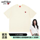 查爾斯桃心【王楚然同款】短袖T恤男女同款小愛(ài)心刺繡純色打底衫 淺卡其 L