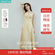 茵曼（INMAN）法式收腰顯瘦方領(lǐng)吊帶連衣裙女裝2025夏季新品長(zhǎng)裙子 淺黃色 M