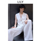 LILY2025夏新款萊賽爾亞麻垂感老錢(qián)風(fēng)寬松百搭通勤休閑褲闊腿褲女 601白色 M