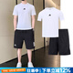 阿迪達(dá)斯（adidas）男裝運(yùn)動(dòng)套裝 2025夏上新款舒適透氣寬松短袖T恤五分褲短褲兩件套 白/基礎(chǔ)款短袖+五分褲 2XL【185-190cm/190-200斤】